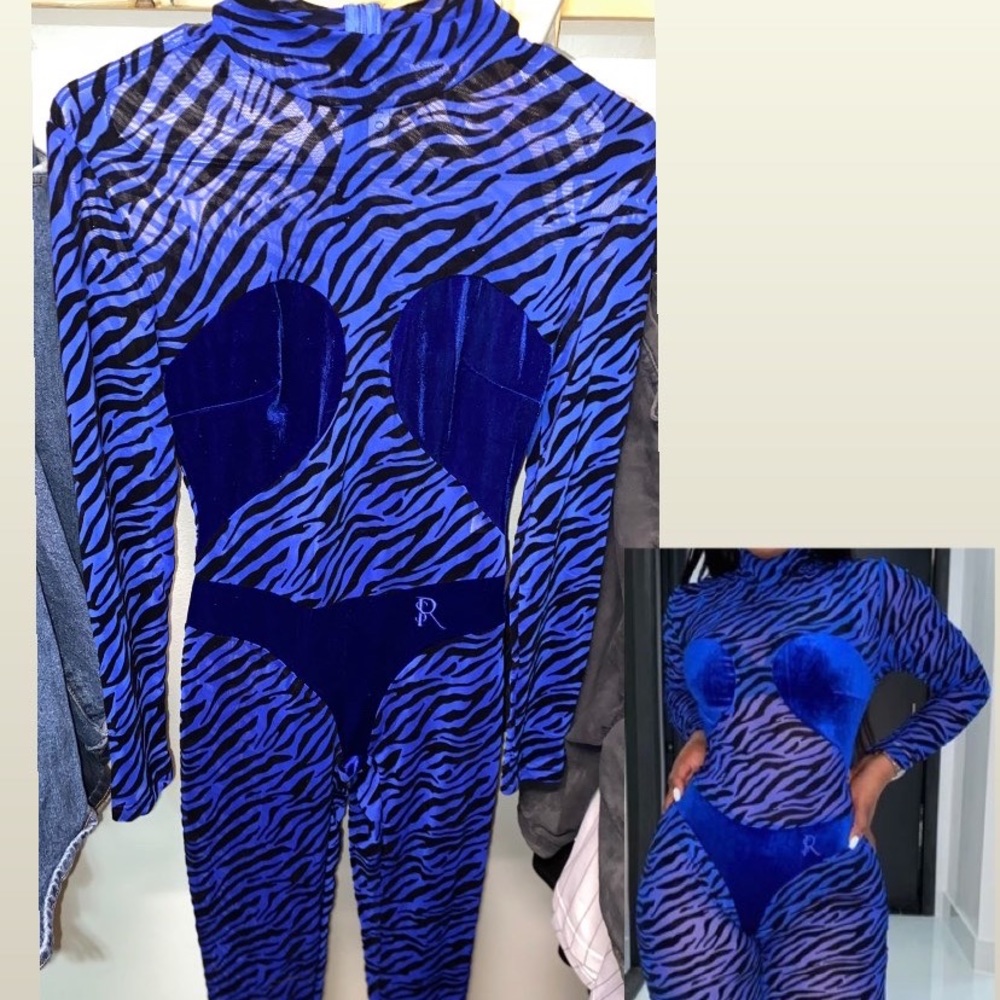 Blue Animal Print Bodysuit